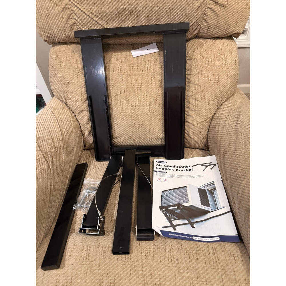 Marudina Air Conditioner Support Bracket No Drill Window AC Mount Black Metal